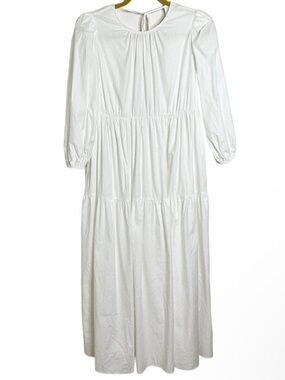 Reformation Linzey Open Back Balloon Sleeve Tiered Maxi Dress